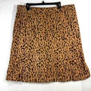 NEW VTG Terry Lewis Plus 24 Skirt Leather Animal Cheetah Print Tan Brown Mini
